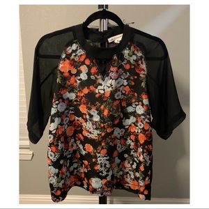 Bcbgeneration black & floral blouse.